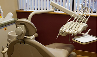 Exam chair in dental office
