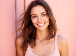 portrait of confident smiling woman with perfect teeth