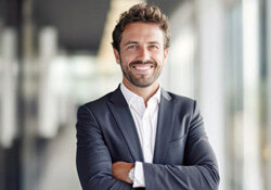 confident smiling man in business attire