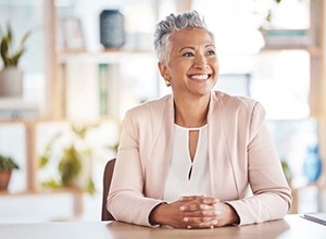 Smiling woman in business setting