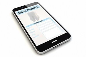 Smartphone displaying dental insurance form