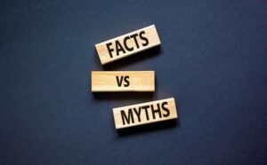 “Myths vs facts” written on wooden blocks
